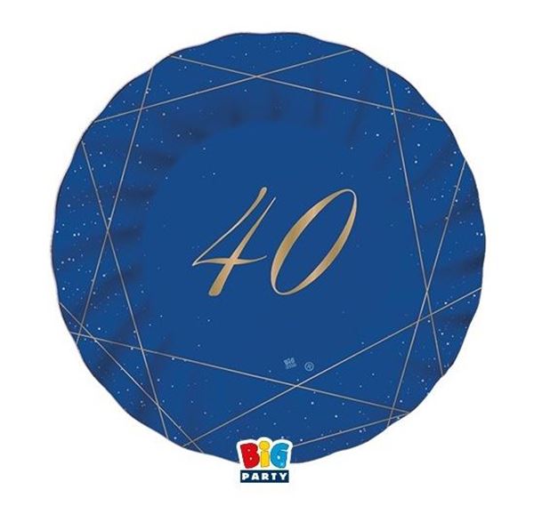 Imagen de Platos 40 Cumpleaños Azul cartón 20cm (8 unidades)