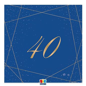 Picture of Servilletas 40 Años Azul y Dorado papel (20uds)