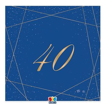 Imagens de Servilletas 40 Cumpleaños Azul papel 33cm (20 unidades)