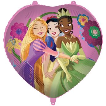 Imagen de Globo Princesas Disney Corazón con Cinta y Peso (45cm)