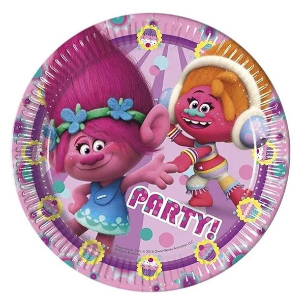 Imagen de Platos de Trolls cartón 23cm (8 uds)