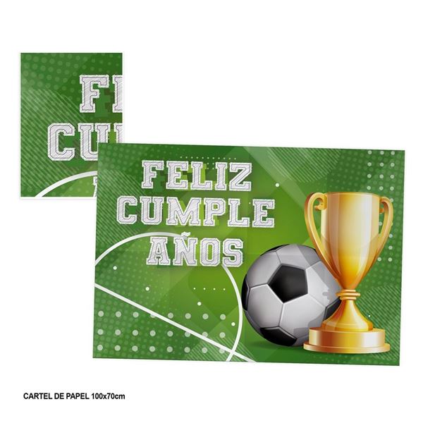 Imagens de Cartel Fondo Fútbol Feliz Cumpleaños papel (100cm x70cm)