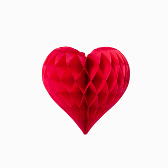 Imagen de Decorado Corazón Rojo Nido de Abeja papel (25cm)