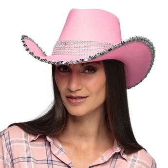 Imagens de Sombrero de Vaquero Rosa Lentejuelas Plateadas