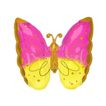 Imagens de Globo Mariposa Rosa con Amarillo (63cm)