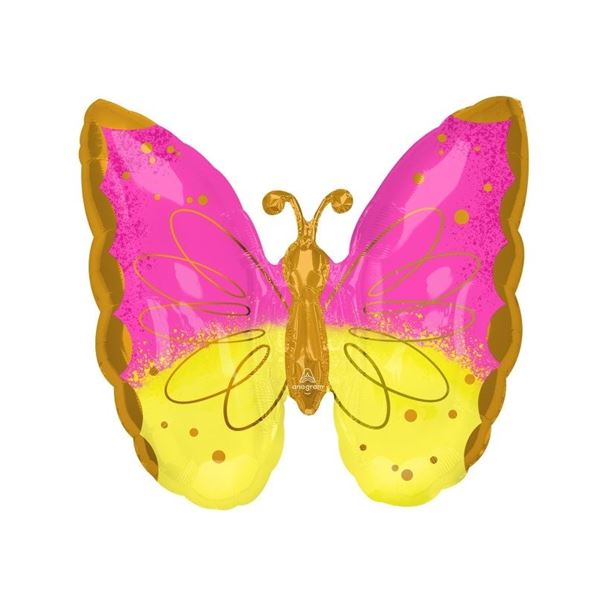 Imagen de Globo Mariposa Rosa con Amarillo (63cm)
