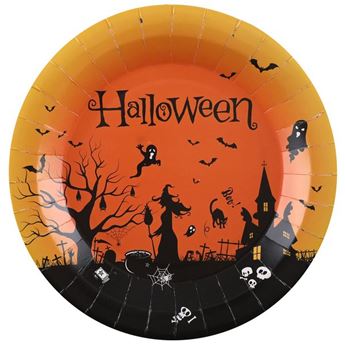 Imagen de Platos Casa Encantada Halloween cartón 22cm (10 unidades)