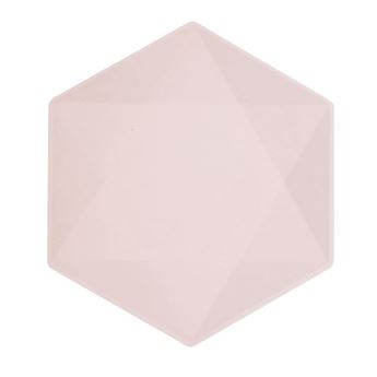Imagen de Platos Rosa Pastel Hexagonal Vert Decor 26cm x 22cm (6 unidades)