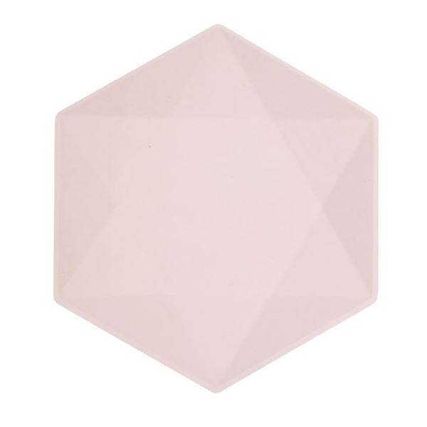 Imagen de Platos Rosa Pastel Hexagonal Vert Decor 26cm x 22cm (6 unidades)