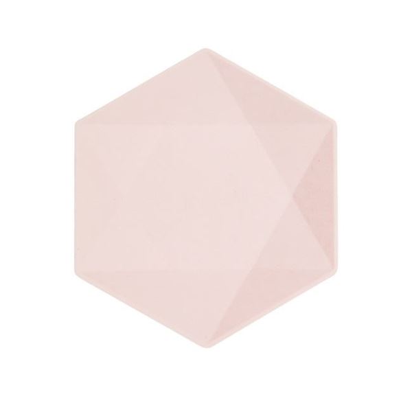 Imagens de Platos Rosa Pastel Hexagonal Vert Decor 20cm x 18cm (6 unidades)