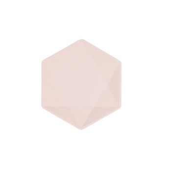 Imagen de Platos Rosa Pastel Hexagonal Vert Decor 15cm x 13cm (6 unidades)