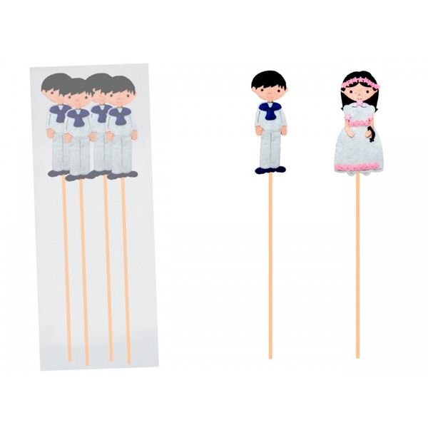 Imagen de Pinchos Brocheta Chuches Comunión Fieltro Niña 35cm (4 unidades)