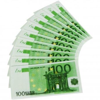 Imagen de Servilletas Billetes 100 Euros papel (10 unidades)