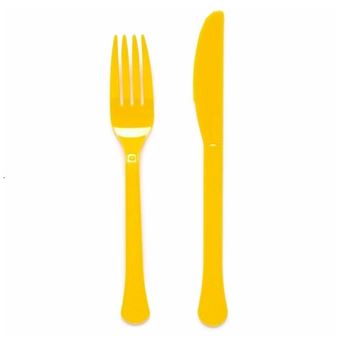 Imagen de Cubiertos Amarillos Tenedor y Cuchillo plástico (24 uds.)