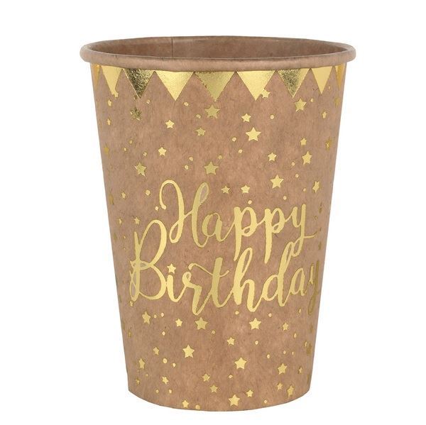 Picture of Vasos Happy Birthday Kraft Dorado cartón (10 unidades)