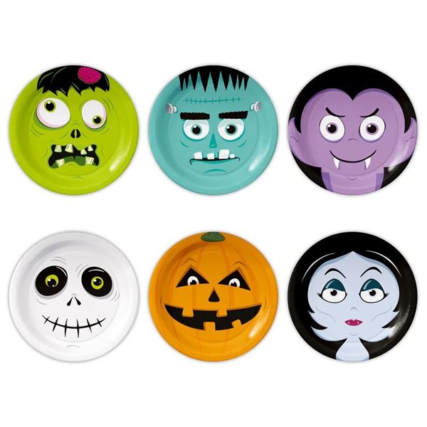 Picture of Platos Monstruos Halloween Surtido cartón 18cm (6 unidades)