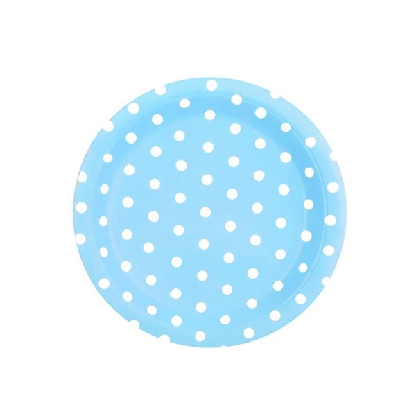 Imagen de Platos Azules Lunares Blancos cartón 18cm (6 unidades)