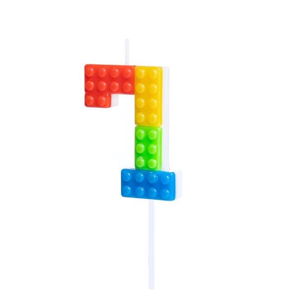 Imagens de Vela Tarta 7 Lego Bloque 11cm