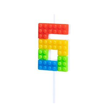 Imagens de Vela Tarta 6 Lego Bloque 11cm
