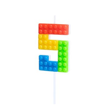 Imagens de Vela Tarta 5 Lego Bloque 11cm