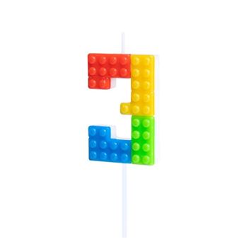 Imagen de Vela Tarta 3 Lego Bloque 11cm