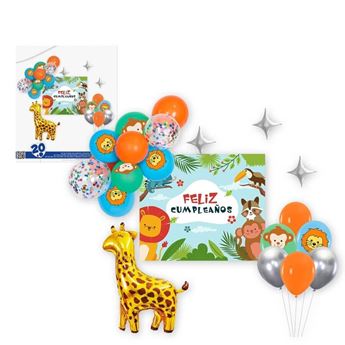 Imagen de Set Decorado Animales Cumpleaños Infantil (20 globos)