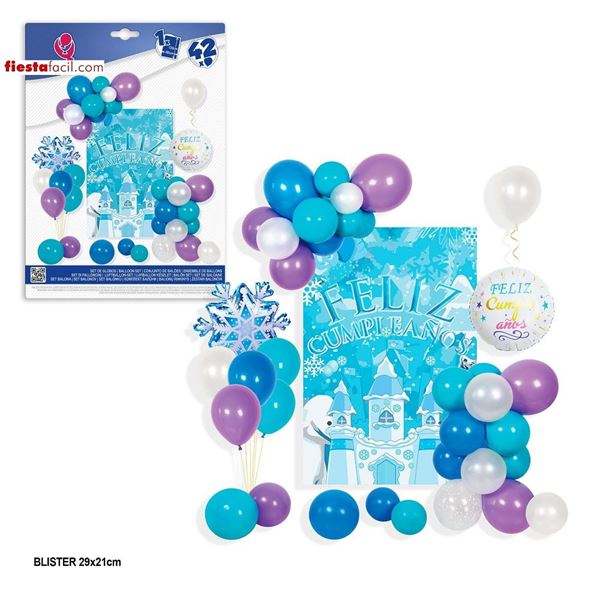 Imagens de Set Decorado Azul Frozen 120X68cm (42 globos)