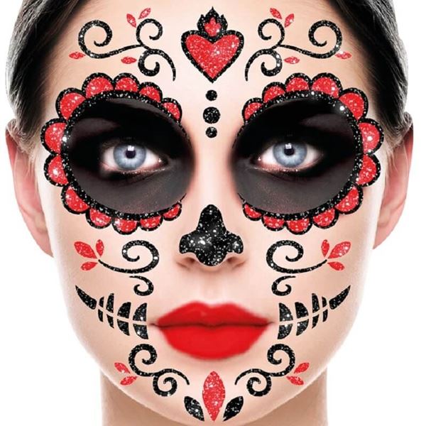 Imagen de Maquillaje Glitter Adhesivo Catrina Halloween Pintacaras 