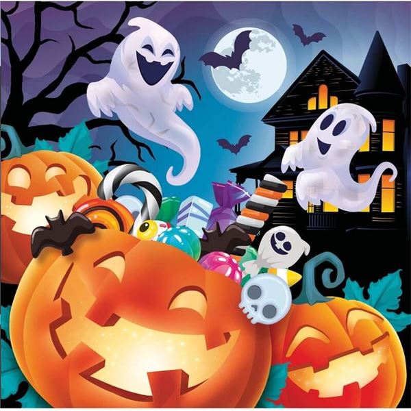 Imagens de Servilletas Calabazas y Fantasmas Infantil papel 33cm (12 unidades)