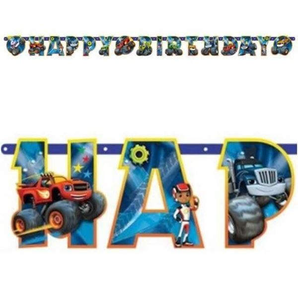 Imagen de Guirnalda Happy Birthday Blaze y los Monster Machines cartón (1,82m)