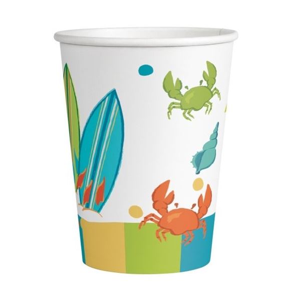 Imagen de Vasos Fiesta Surf cartón 250ml (8 uds)