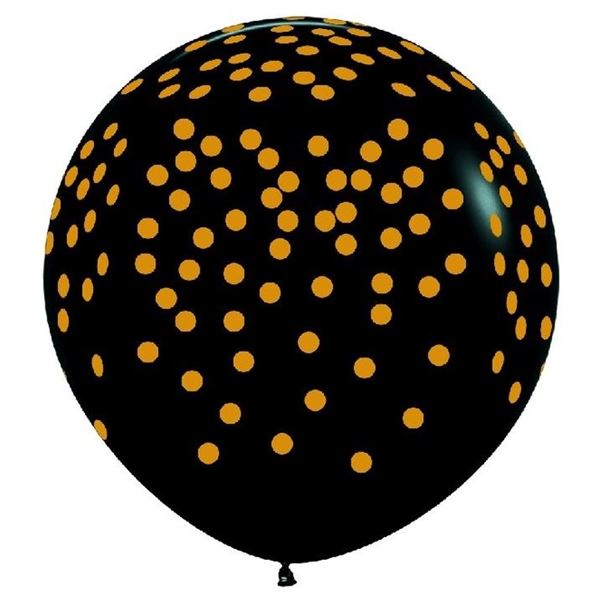 Imagen de Globos Negros confeti Dorado Fashion Sólido 92cm Sempertex R36 (10uds)