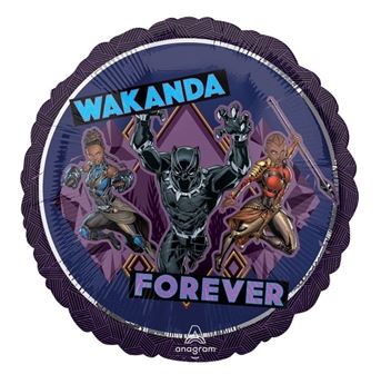 Imagen de Globo Black Panther Wakanda Forever redondo foil (45cm)