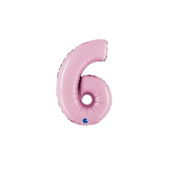 Imagen de Globo Número 6 Rosa Pastel Mini (33cm)