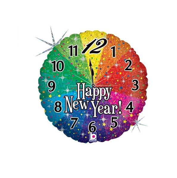 Imagen de Globo Happy New Year Reloj Colores (46cm)