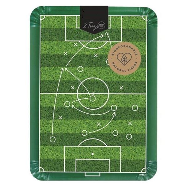 Imagen de Bandejas Campo de Fútbol Rectangular cartón 25cm x 34cm (2 unidades)