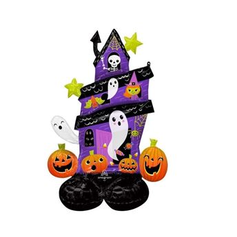 Imagen de Globo Casa Encantada Halloween con Base sin Helio (127cm)