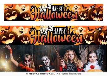 Imagens de Pancarta Happy Halloween Calabazas Tela (290cm x 50cm)