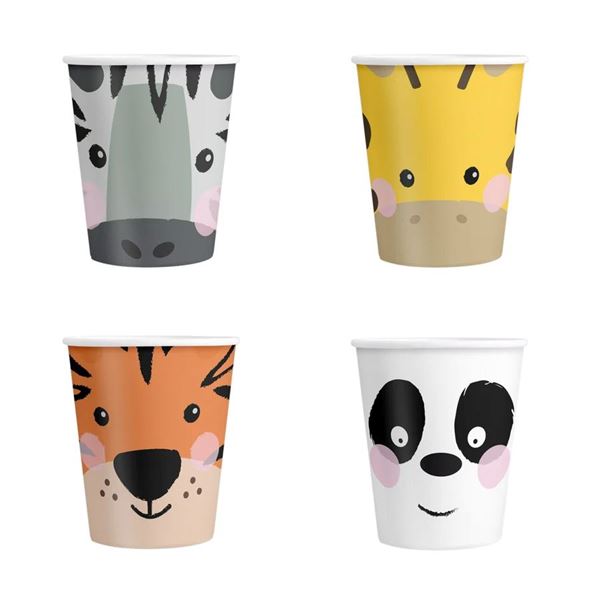 Picture of Vasos de papel Animales cartón 220ml (4uds)