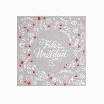 Picture of Servilletas Feliz Navidad Plateadas papel 33cm (30 unidades)