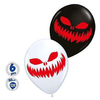 Picture of Globos Halloween Blanco y Negro Cara (6uds)