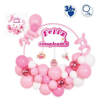 Imagen de Set Cumpleaños Globos Rosa y Blanco con Arco