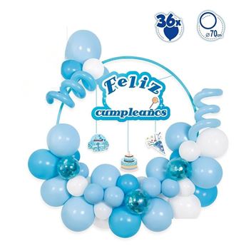 Imagen de Set Cumpleaños Globos Azul y Blanco con Arco