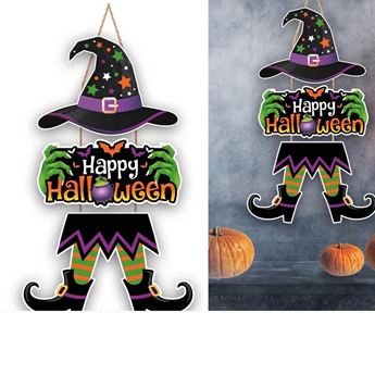 Imagen de Cartel Happy Halloween Bruja de Madera (55cm)