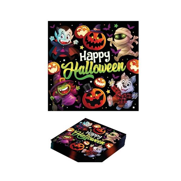 Imagen de Servilletas Calabazas y Monstruos Halloween Infantil papel 33cm (20 unidades)