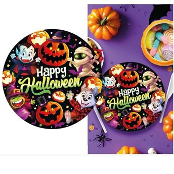 Imagen de Platos Calabazas y Monstruos Halloween Infantil cartón 23cm (6 unidades)