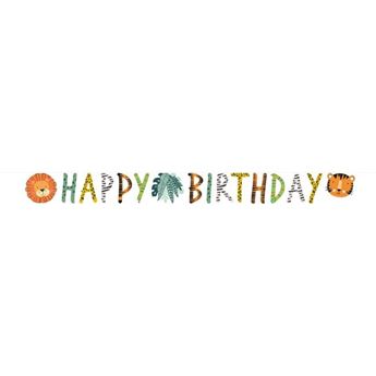 Imagen de Guirnalda Letras Safari Happy Birthday papel (1,8m)