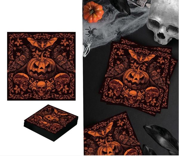 Imagen de Servilletas Calabaza Gótica Halloween papel 33cm (20 unidades)