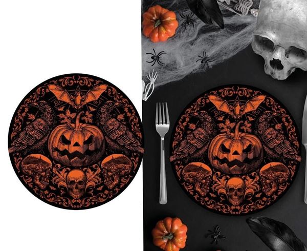 Picture of Platos Calabaza Gótica Halloween cartón 23cm (6 unidades)