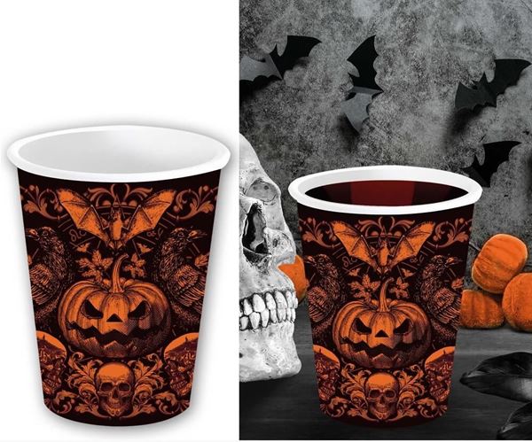 Imagen de Vasos Calabaza Gótica Halloween cartón 240ml (6 unidades)